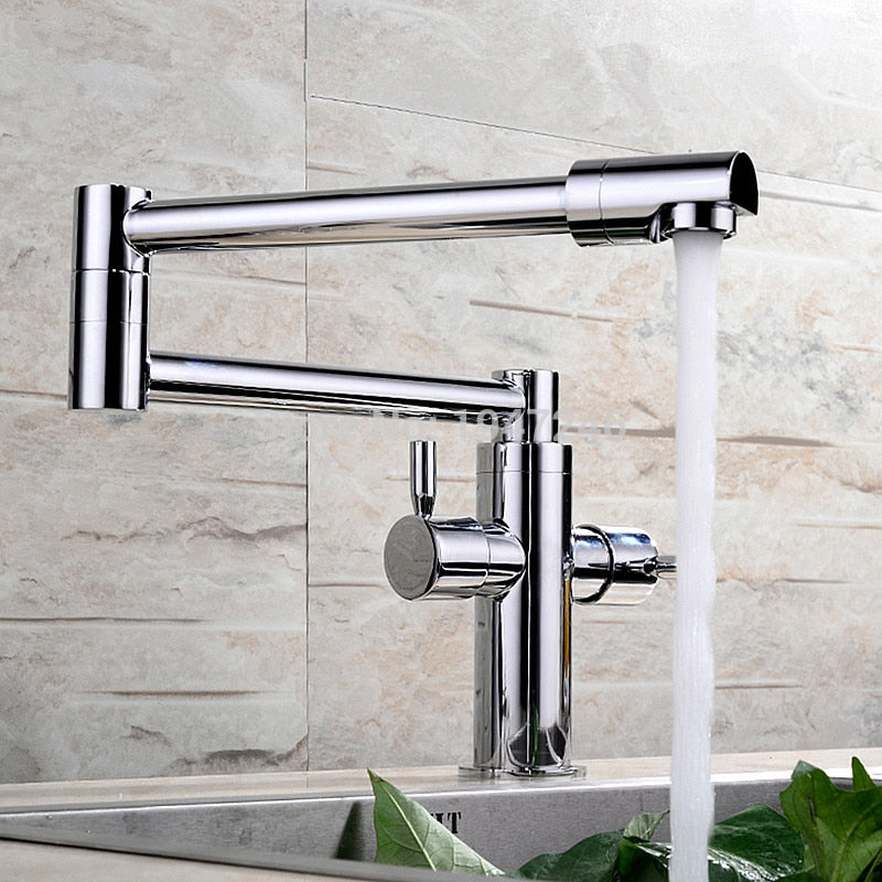 High Quality 100% Solid Brass Chrome Finish Extended Hot and Cold Kitchen Sink Mixer Tap Wall Mounted Pot Filler Faucet|pot filler faucets|kitchen sink mixer tappot filler