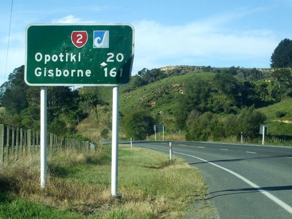 opotiki gisborne road sign new zealand