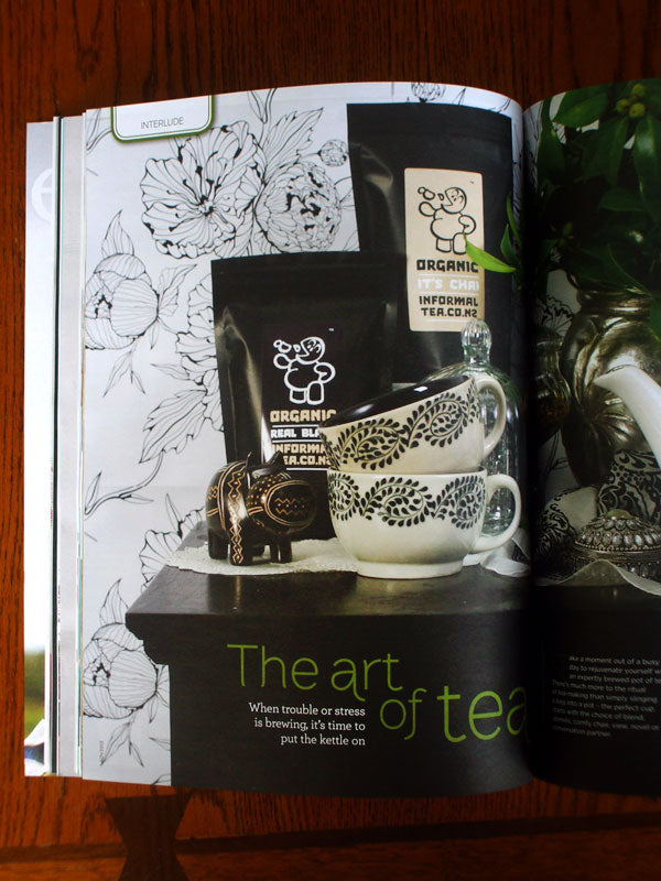 informal organic tea in good magazine
