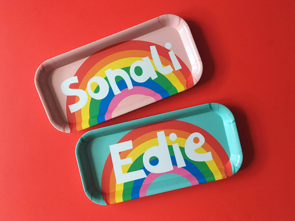 kids custom rainbow name trays