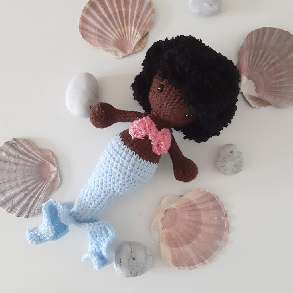 crocheted black mermaid by The Pigeon's Nest