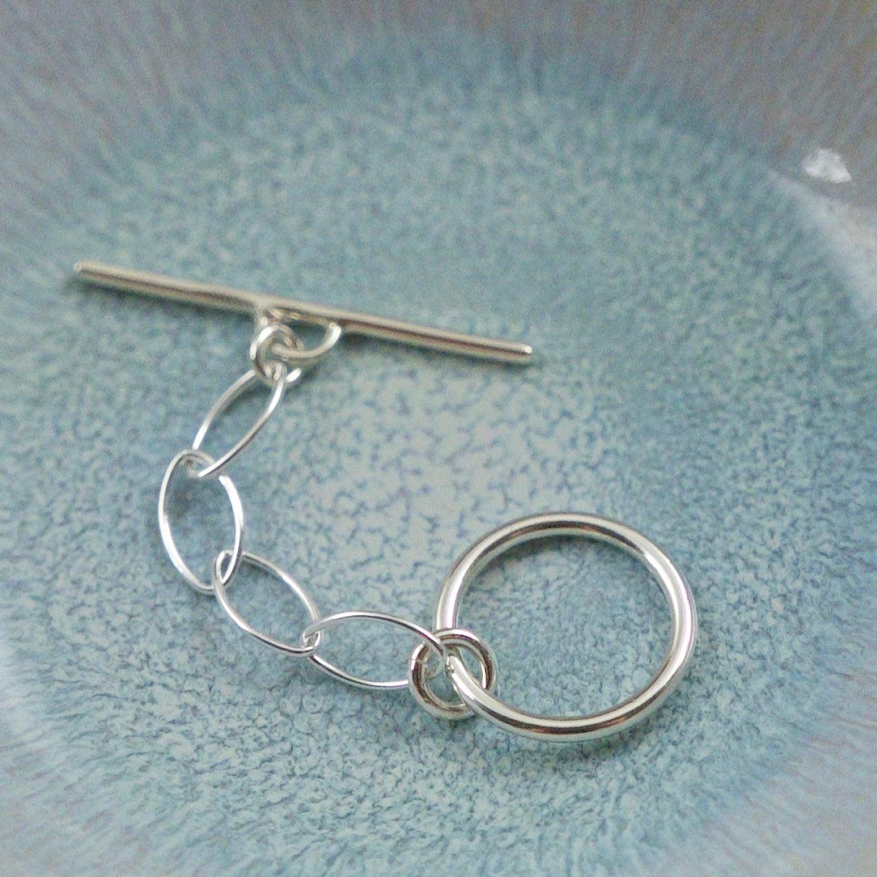Large Sterling silver toggle clasp necklace extender extension 2