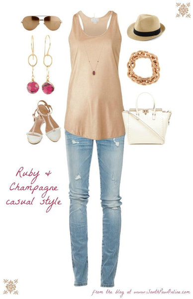 Ruby and Champagne casual style