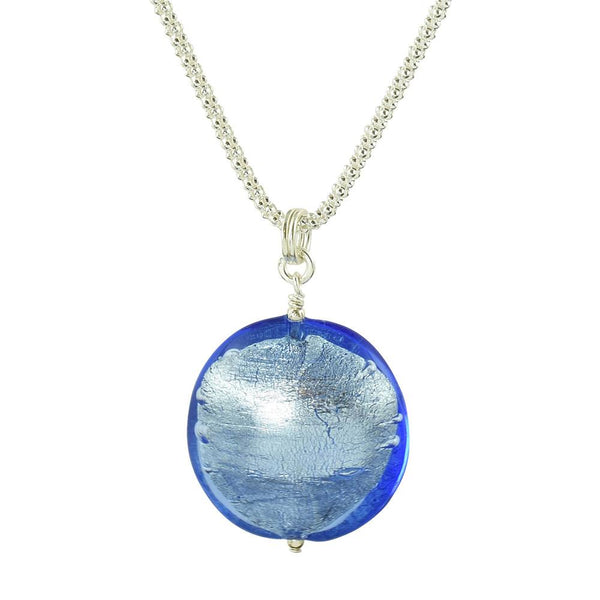 Light Blue Murano Venetian glass pendant on sterling silver chain ...