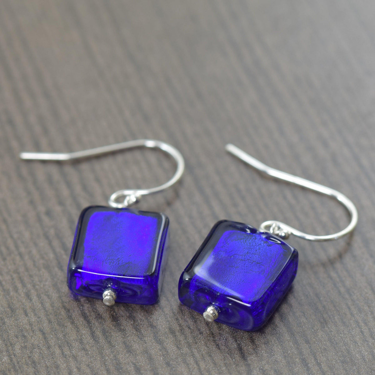 Blue Murano glass earrings - South Paw Studios Handcrafted