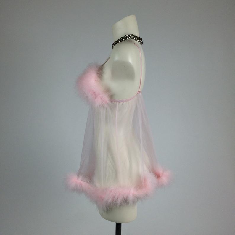 pink feather babydoll