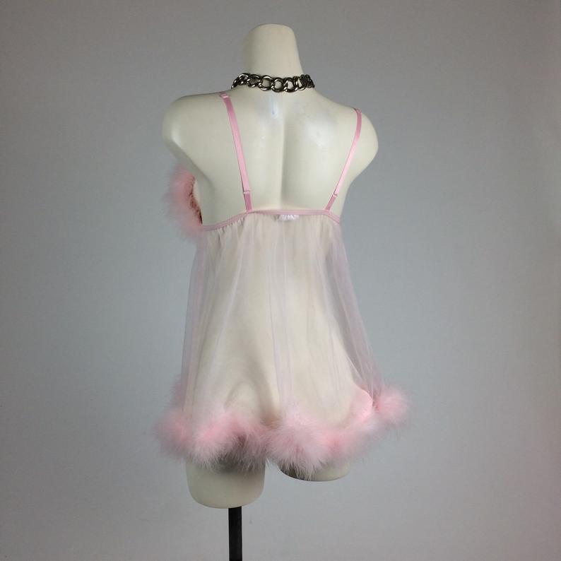 pink feather babydoll