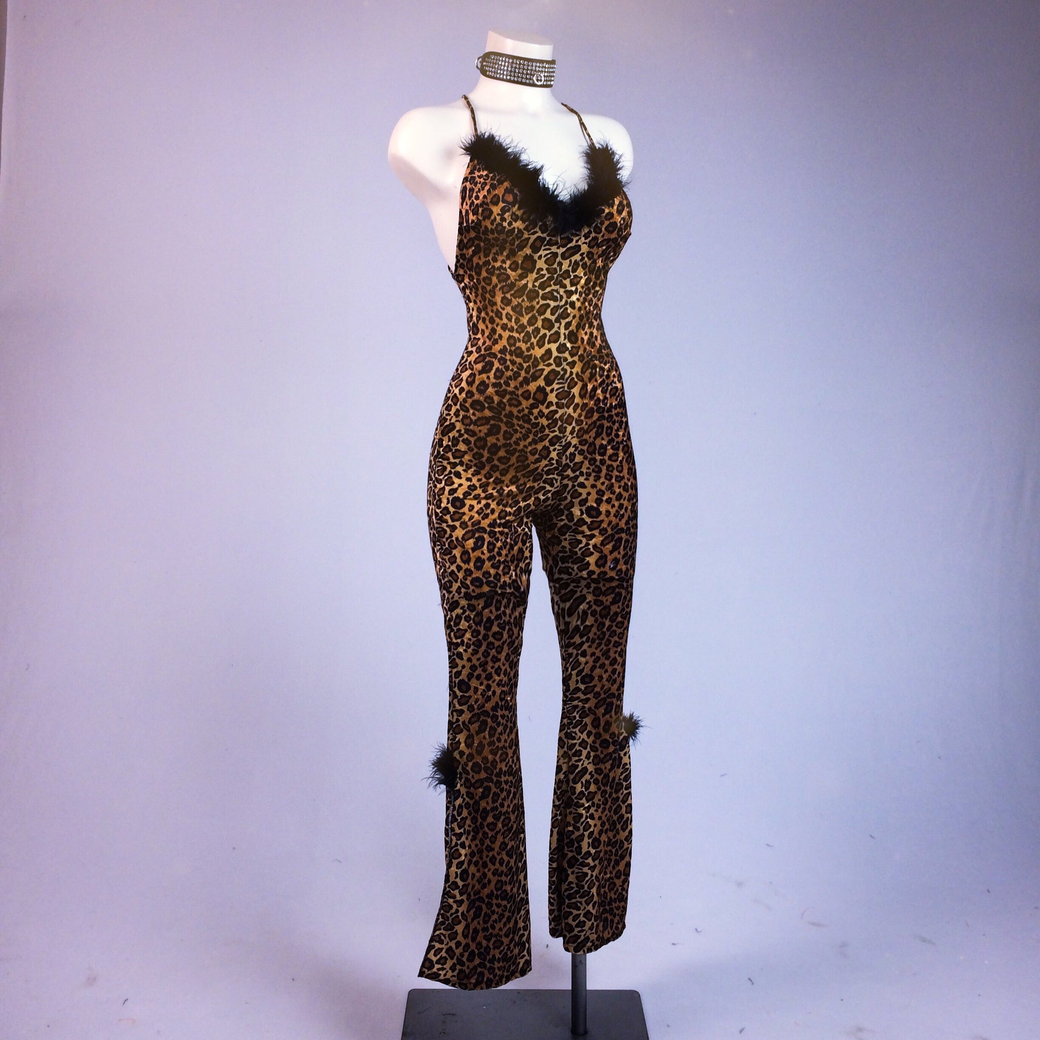 sheer marabou jumpsuit