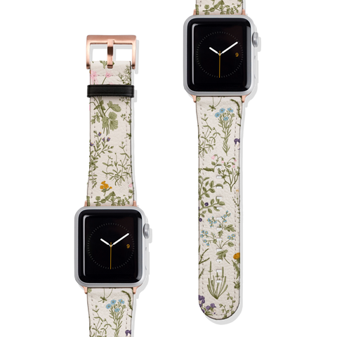 Vintage Wild Flower Botanical Vegan Faux Leather Apple Watch Band Series 1 2 3 4 5 38mm 40mm 42mm 44mm | The Urban Flair