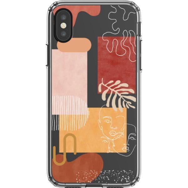 Modern Abstract Shapes Collage Clear Phone Case For iPhone and Galaxy