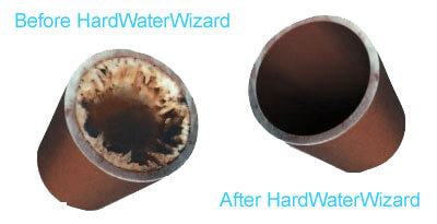 Before and After HardWaterWizard Scale Reducer