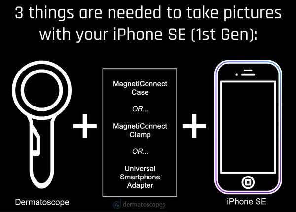 Connecting an iPhone SE to a Dermlite dermatoscope