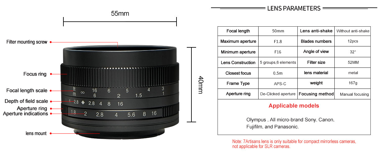 7artisans 50mm f/1.8 APS-C lens