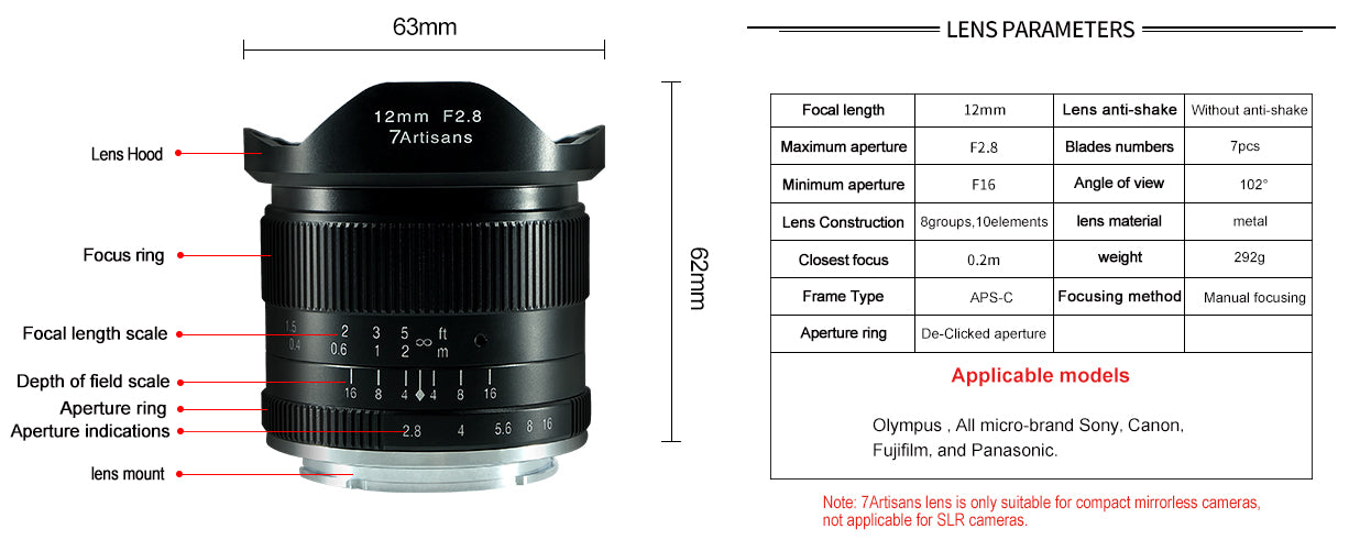 7artisan 12mm apsc lens