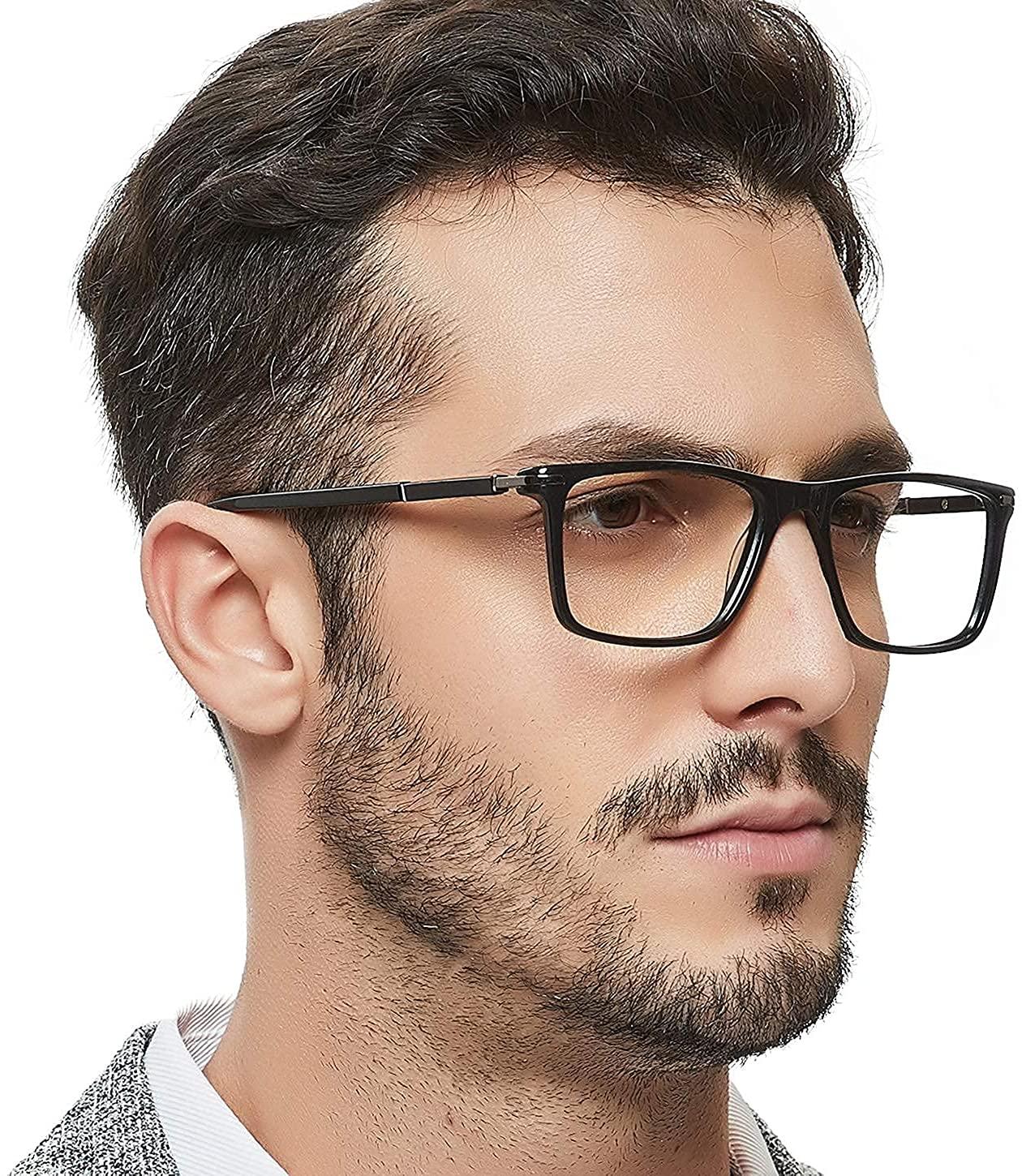 Men's Eyewear Frames Large Rectangular Eyeglasses Fashion Clear Glasse