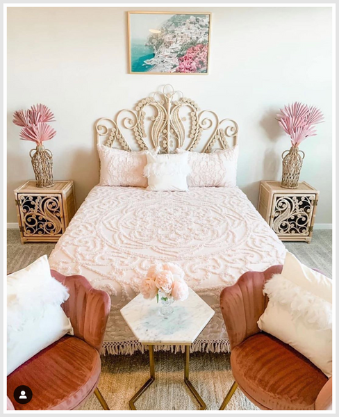 Princess-inspired room with pink decor elements.