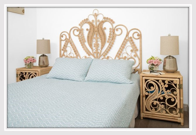 KOUBOO peacock rattan headboard