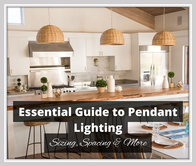 3 woven pendant lights above a kitchen island.