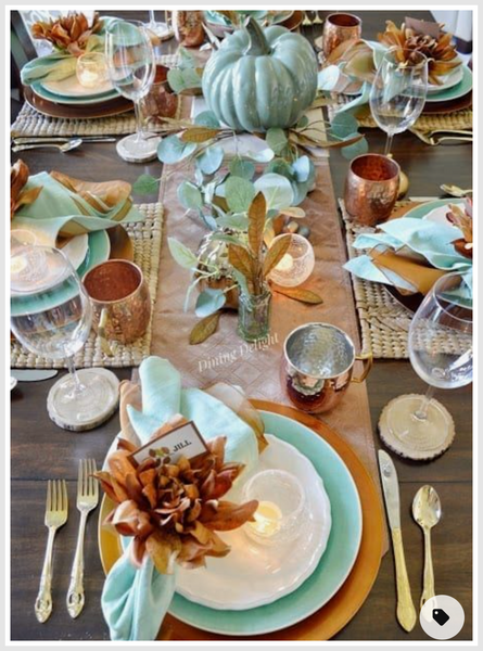 Tablescape with turquoise accents