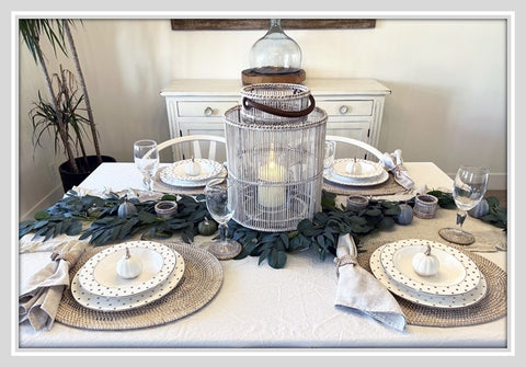 Table set with KOUBOO lantern centerpiece