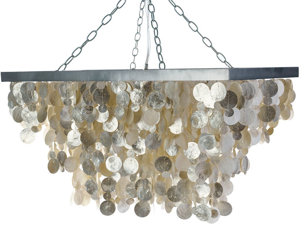 colored capiz shell chandelier