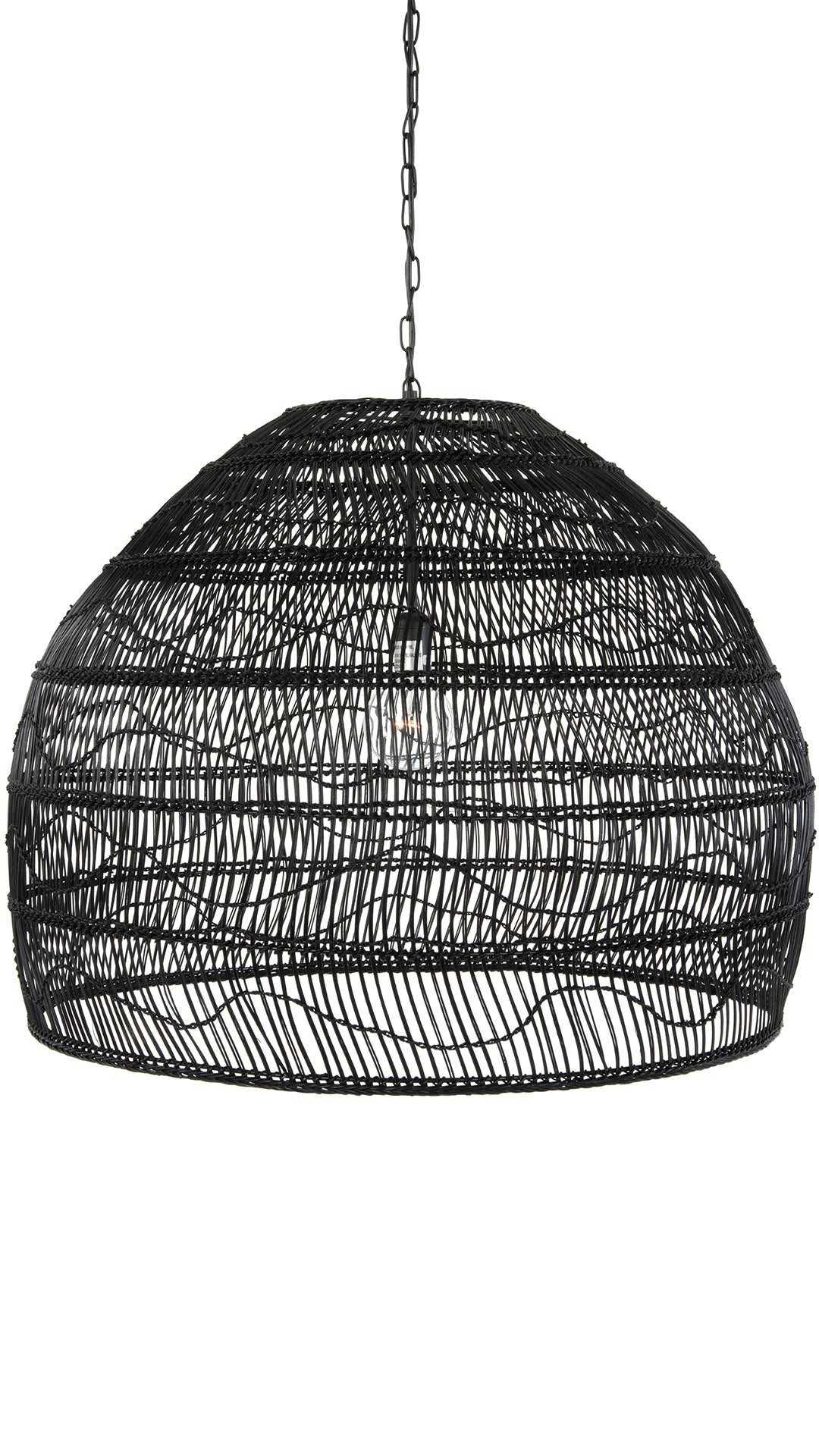 large black rattan pendant light