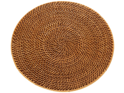 Kouboo La Jolla Rattan Round Waste Basket with Plastic Insert & Lid Honey-Brown