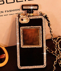 Carcasa forma de botella de Perfume con perlas y cristal diamante Samsung