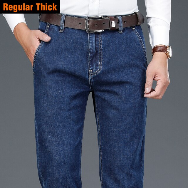 Beneficiario curva Irónico Tencel pantalones vaqueros de algodón para hombre, Jeans elásticos alta  calidad, recto 28-42