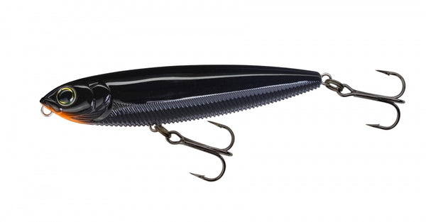 imagine a large pencile popper lure concept with a captivating  representation of large, spearing fish. the lure should exhibit  meticulously crafted silver smith carvings and cater to saltwater fishing  scenarios. large profile