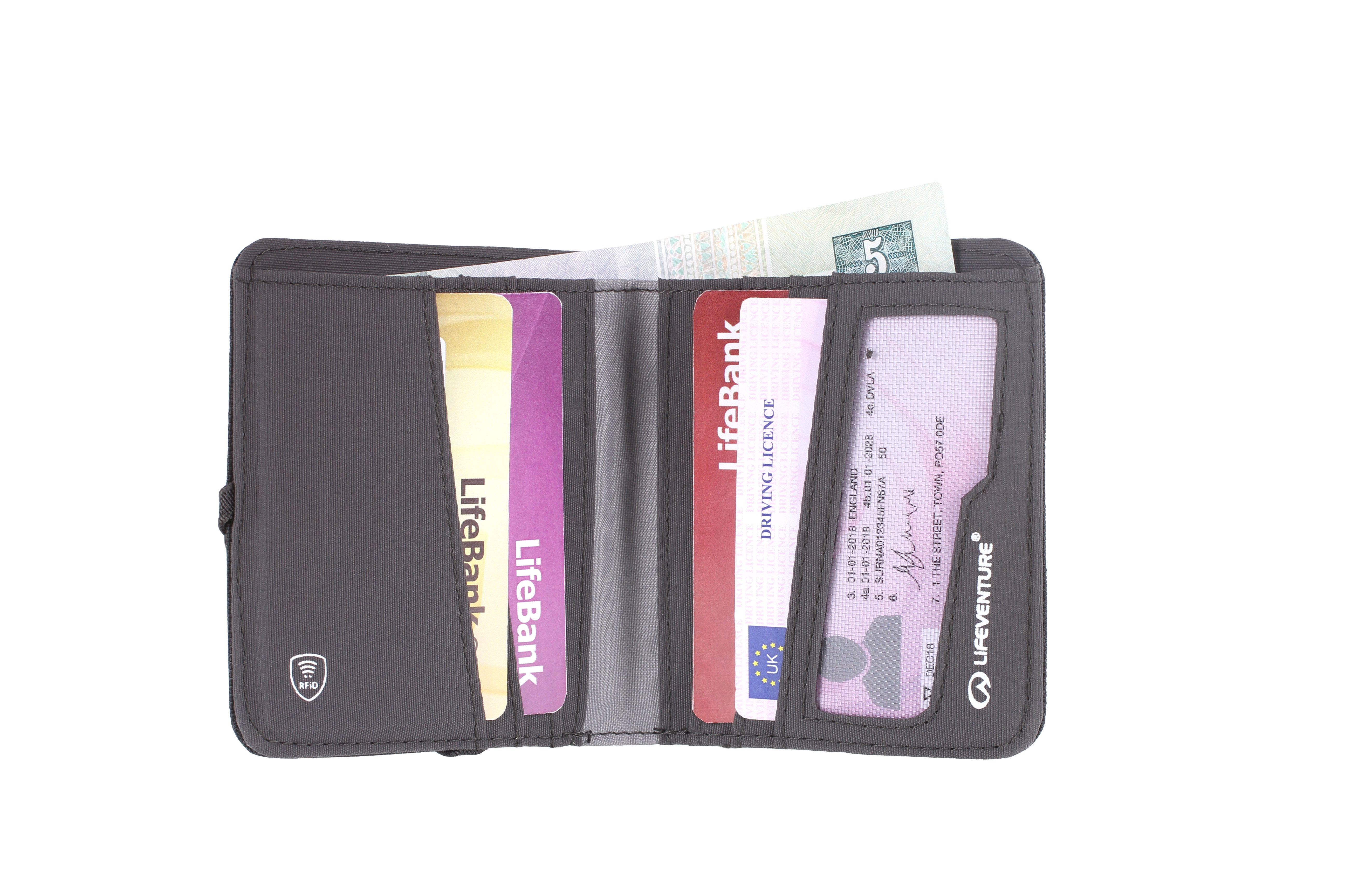 Se Lifeventure Rfid Compact Wallet, Recycled, Grey - Pung hos RejseGear.dk