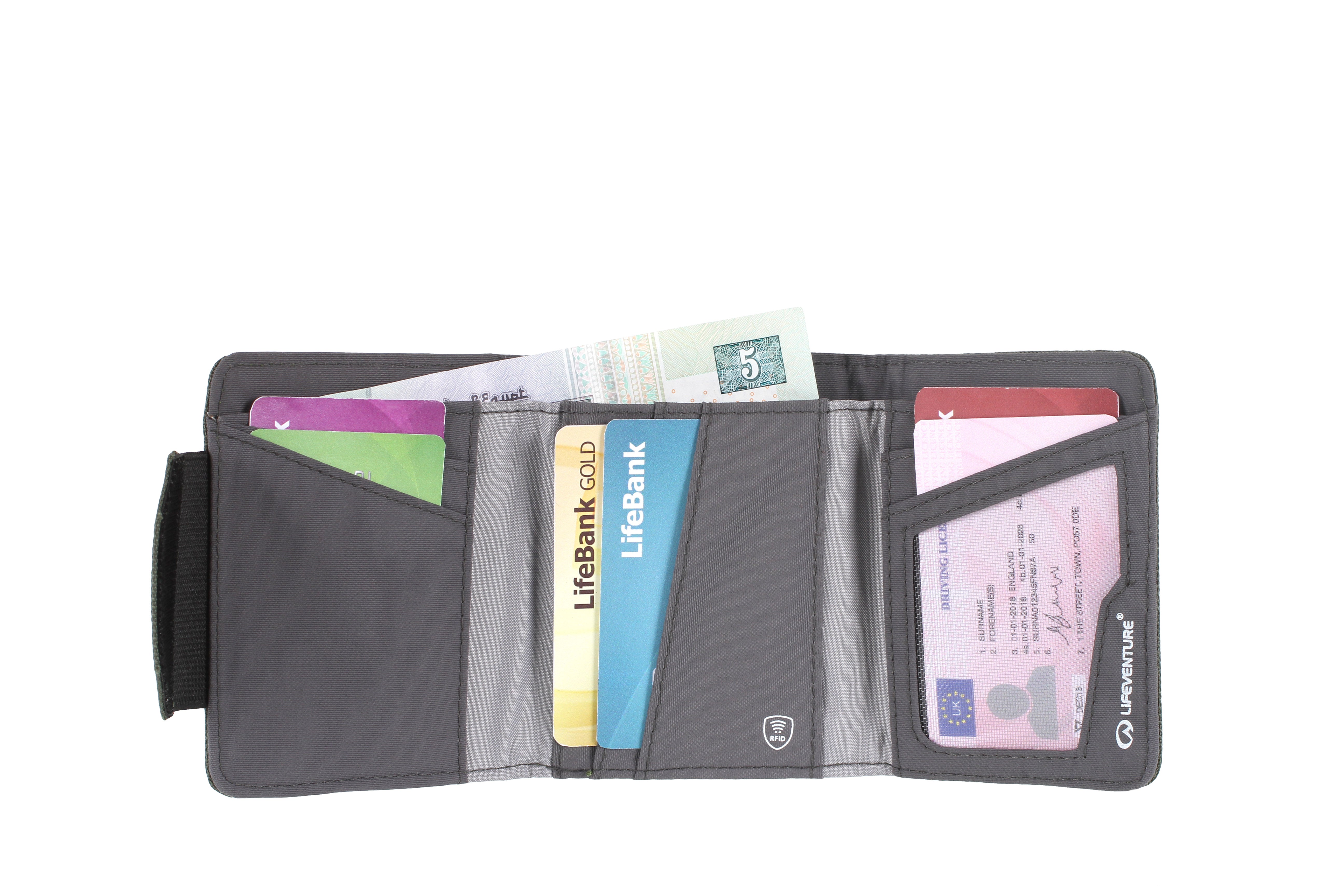 Se Lifeventure Rfid Wallet, Recycled, Grey - Pung hos RejseGear.dk