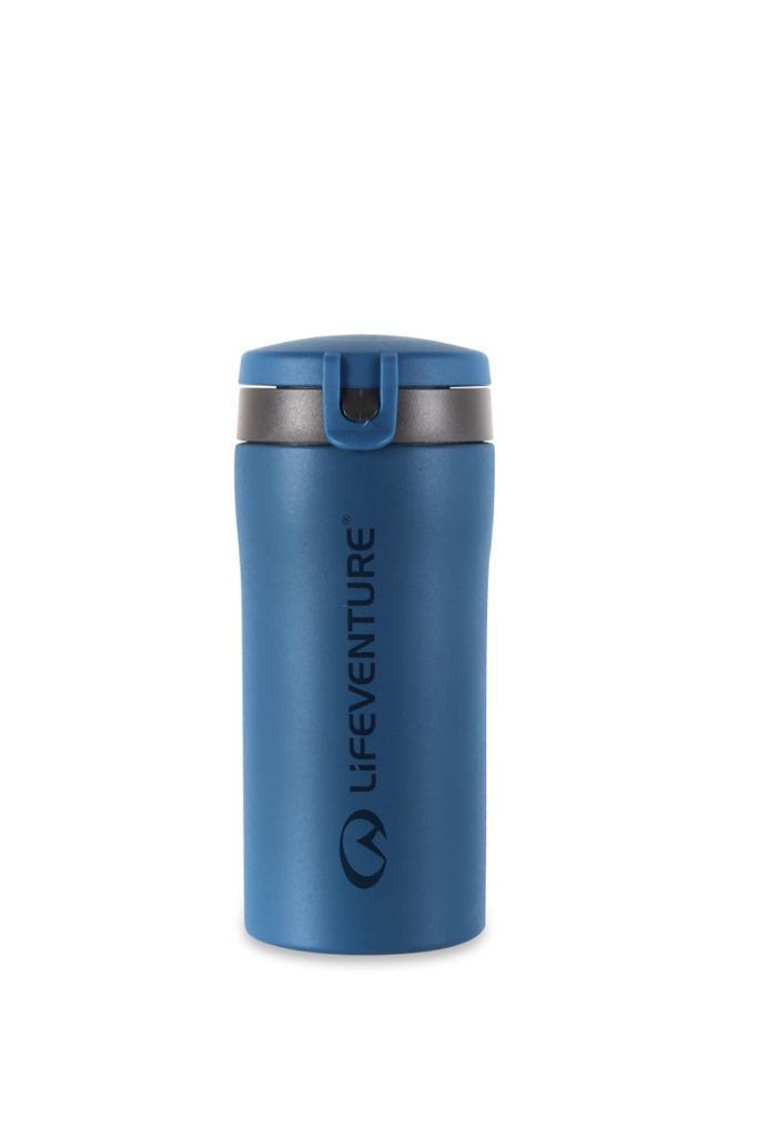 Se Lifeventure Flip-top Thermal Mug, Matt Cobalt - Termokrus hos RejseGear.dk