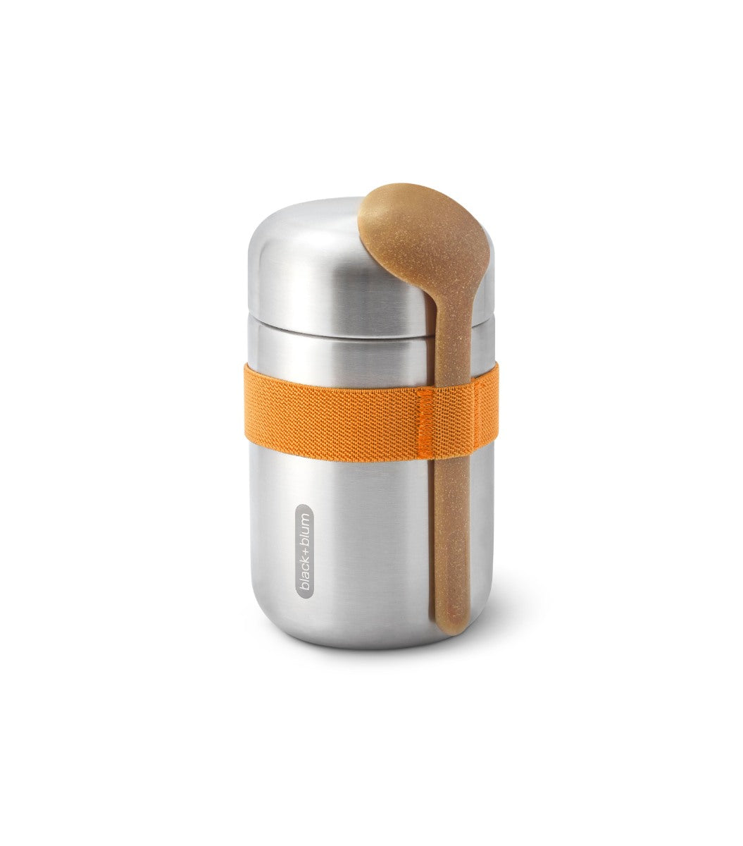 Se Black + Blum Food Flask 400 Ml - Silver/ Orange - Str. 400ml - Termomadkasse hos RejseGear.dk