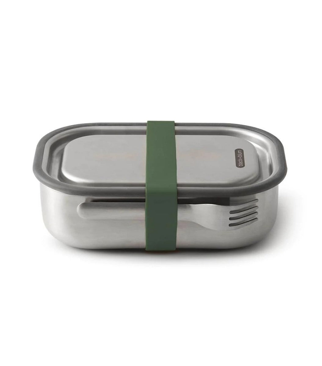 Se Black + Blum Stainless Steel Lunch Box Large - Olive - Str. 1000ml - Madkasse hos RejseGear.dk