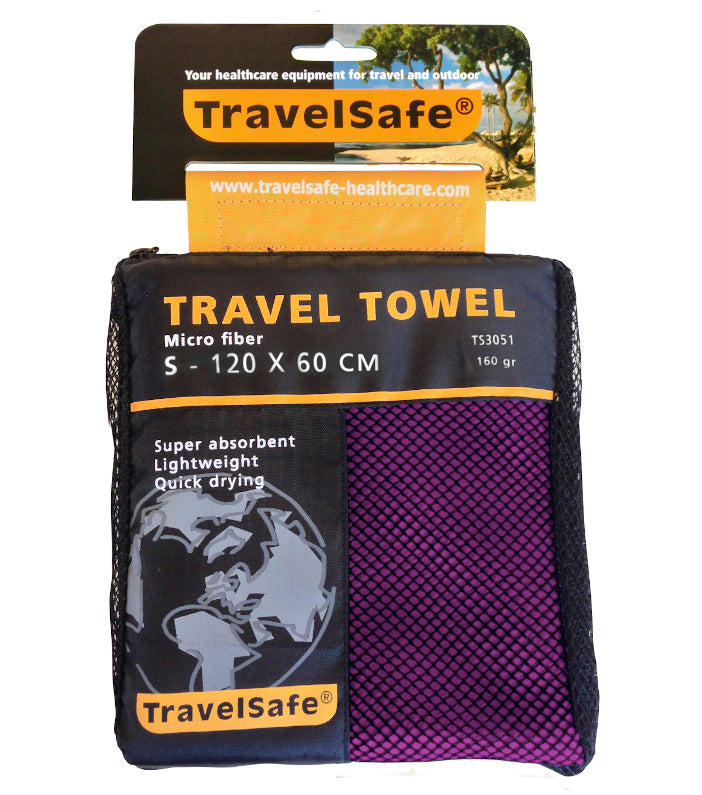 Se TravelSafe TravelTowel S 60x120 Purple Rejsehåndklæde hos RejseGear.dk