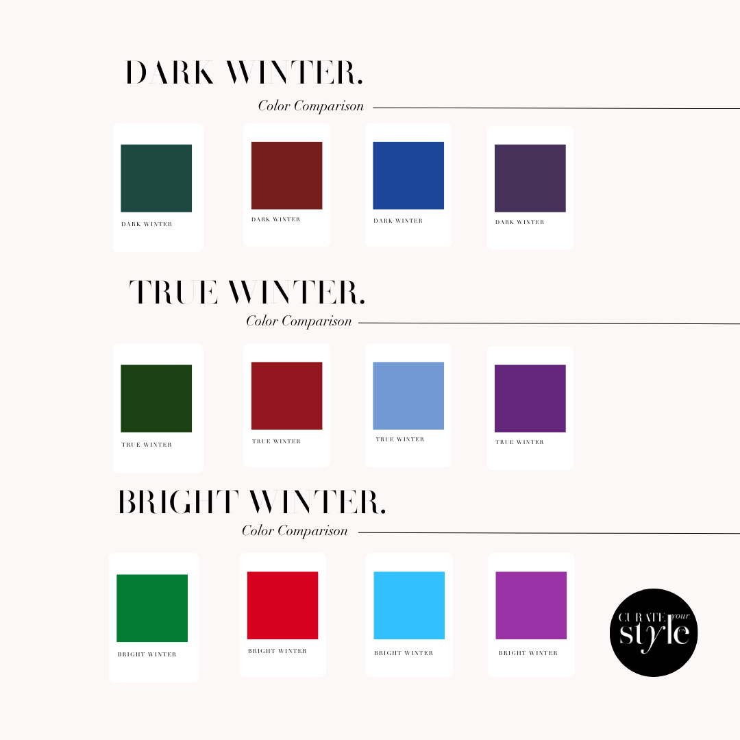 Cool winter palette  True winter color palette, True winter palette, Deep  winter colors
