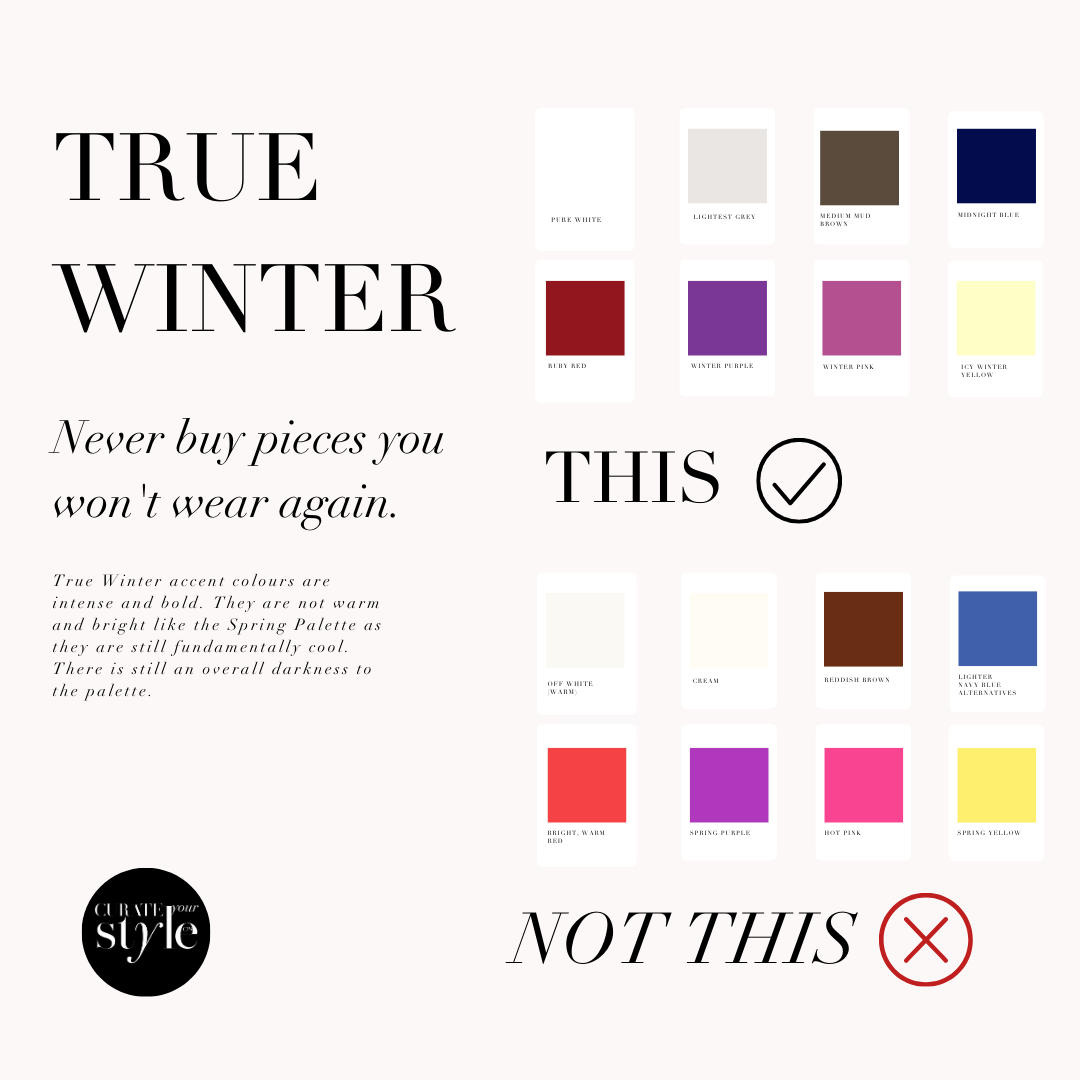 Fabric Color Swatch Cool (True) Winter with 30 type-specific Colors
