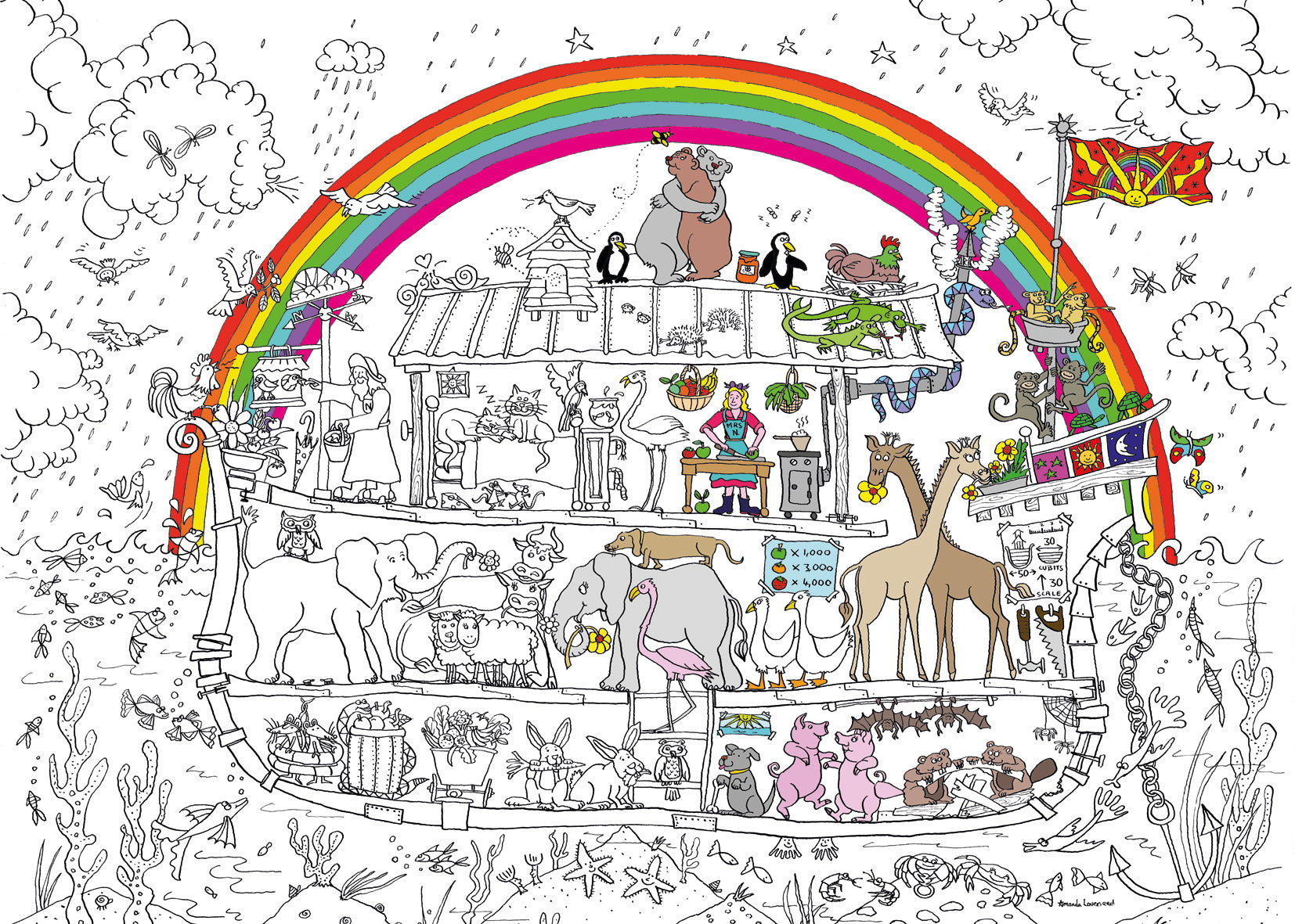 Noahs Ark Colouring Poster