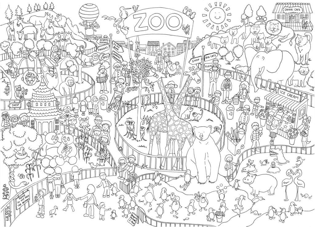 Zoo Colouring in Poster – ReallyGiantPosters.com