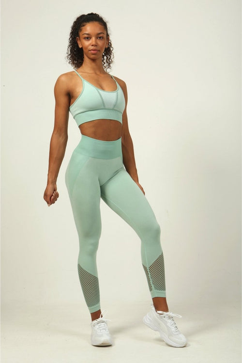 strappy sports bra mint mesh