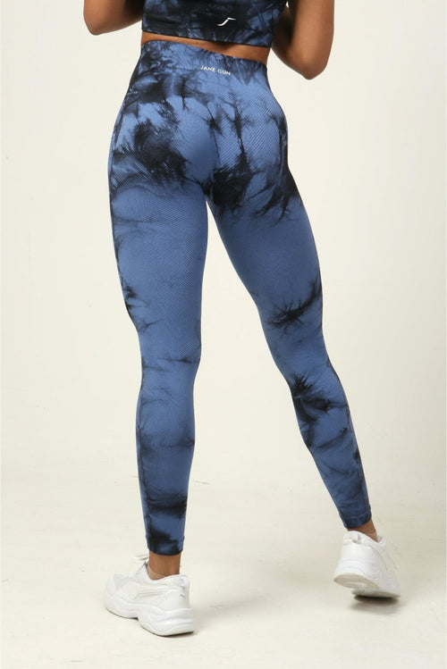 Seamless Tie Dye Leggings Dark Blue 