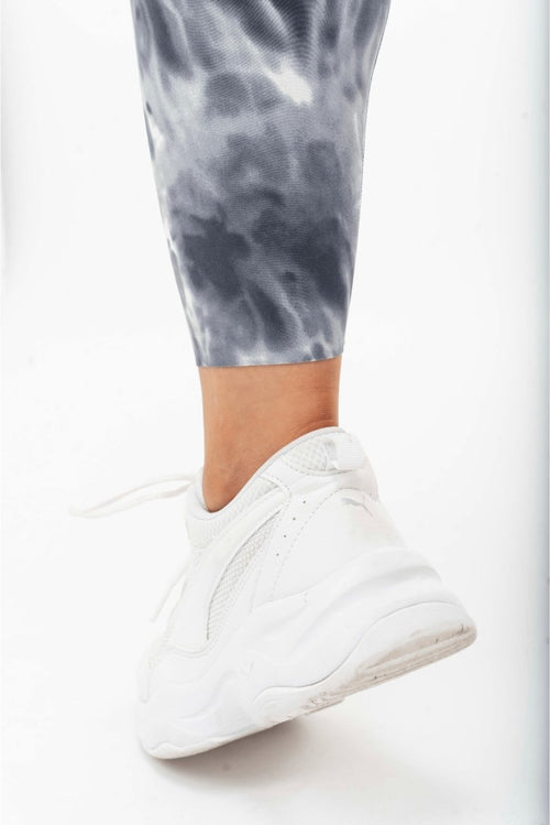 Tie Dye Leggings - Yoga Leggings White Grey