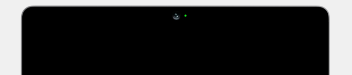 macbook with camera indicator light switched on and off