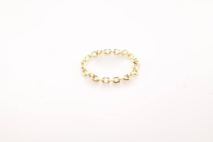 Thick Gold Chain Ring / Handmade Chain Ring 14K White Gold / 7 3/4 US/CA