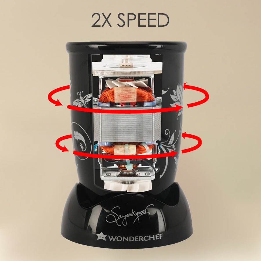 Nutri-blend, 400W, 22000 RPM 100% Full Copper Motor, Mixer-Grinder, Blender, SS Blades, 2 Unbreakable Jars, 2 Years warranty, Black, Recipe Book By Chef Sanjeev Kapoor