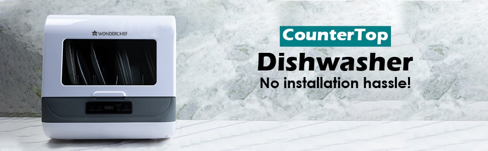 CounterTop Dishwasher, 1250W, 72°C High Temperature Sterilization, 360°Double Spray, Effective Drying System, Portable, 9L