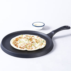 Forza Cast-Iron 25 cm Dosa Tawa Pan | Pre-Seasoned Cookware | Induction  Friendly | 3.8 mm| With Lifetime Exchange Warranty