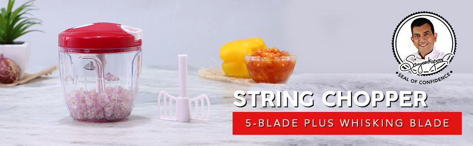 Jumbo String Vegetable Chopper & Whipper | Vegetable Cutter | Dip Whipper | Anti Slip | 5 Stainless Steel Blades | 1 Year Warranty