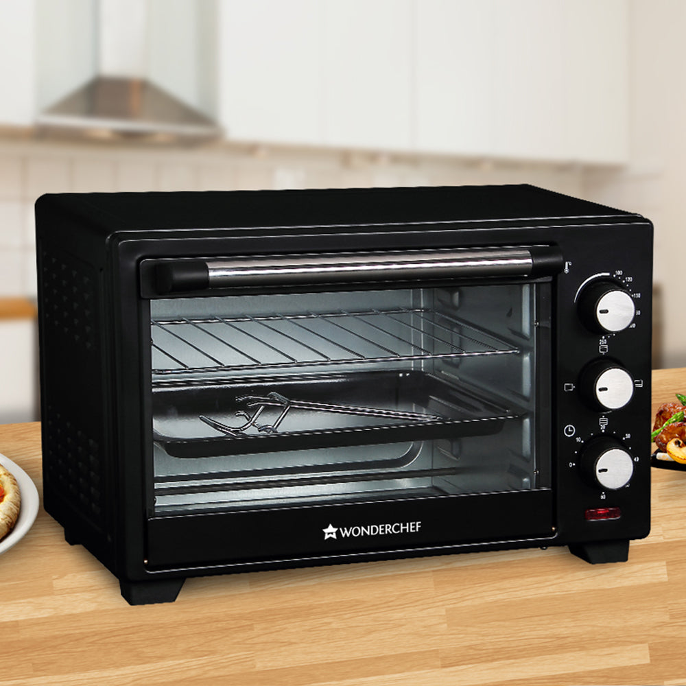 Oven Toaster Griller (OTG) - 19 Litres, Black - with Auto-shut off, Heat-Resistant Tempered Glass, Multi-Stage Heat Selection